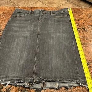Mossimo black distressed button fly a-line denim skirt